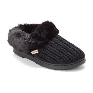 Dearfoams  Womens Memory Foam Clog Slippers, Black, M(7-8)